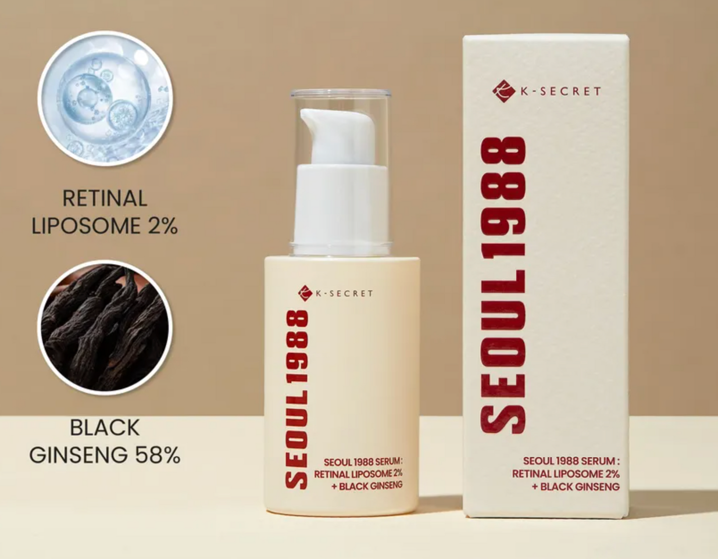 KSECRET SEOUL 1988 Serum : Retinal Liposome 2% + Black Ginseng 30ml