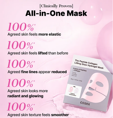 COSRX The Peptide Collagen Lifting Glow Hydrogel Mask 3 sheets
