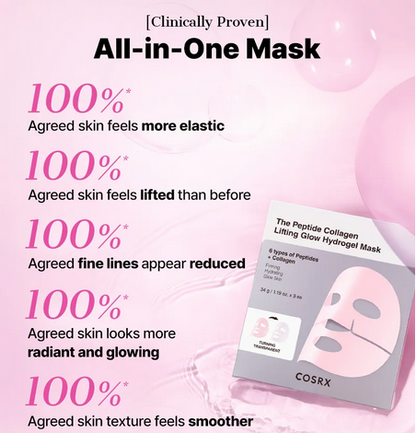 COSRX The Peptide Collagen Lifting Glow Hydrogel Mask 3 sheets