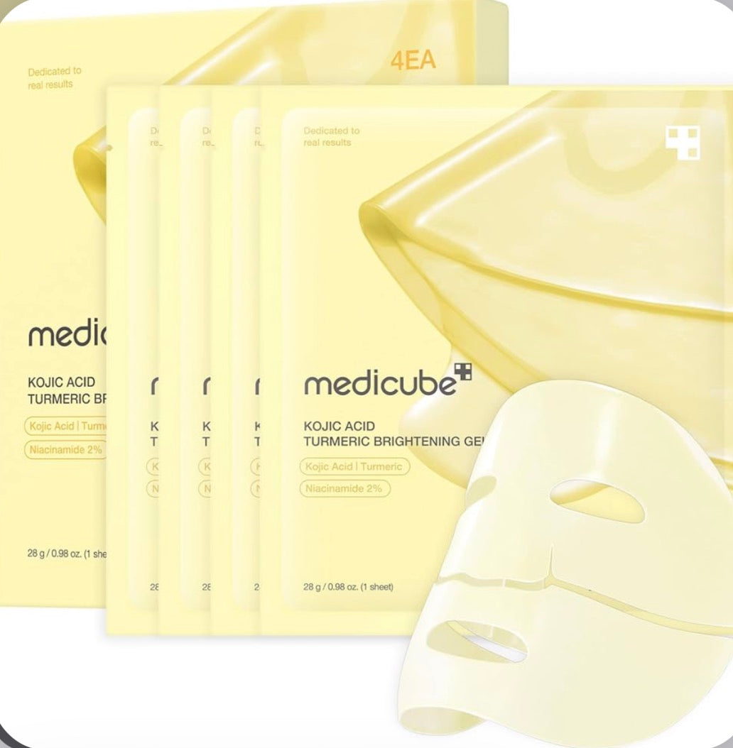 Medicube Kojic Acid Turmeric Brightening Gel Mask kit 4 pza
