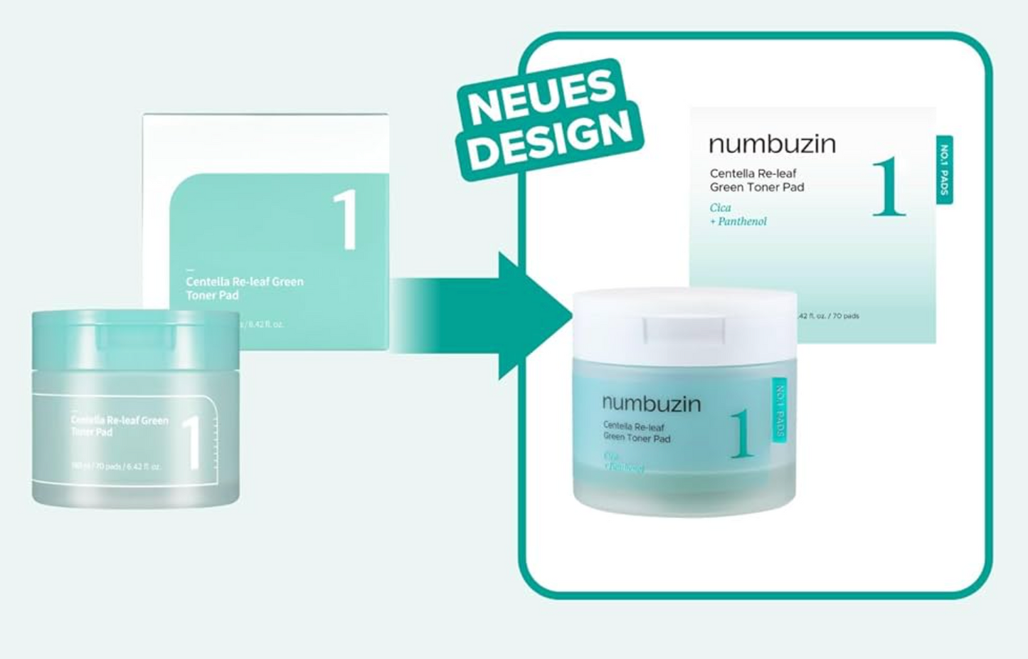 Numbuzin No.1 Centella Re-leaf Green Toner Pad 190ml (70pads)