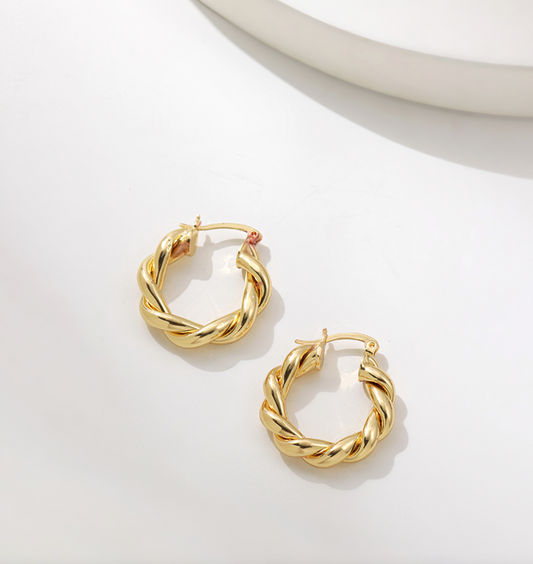 Twisted Gold Hoop Earrings